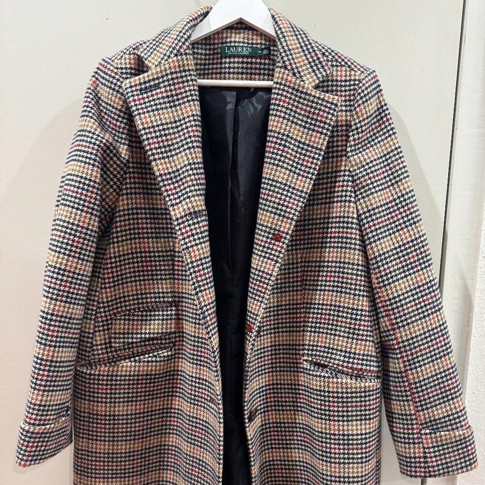 Ralph Lauren Houndstooth Peacoat - Size 12 - Like New